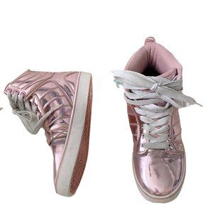 Osiris Skyrise Girls Sneakers Shoes size 3 pink Metallic Reflective Hi Top